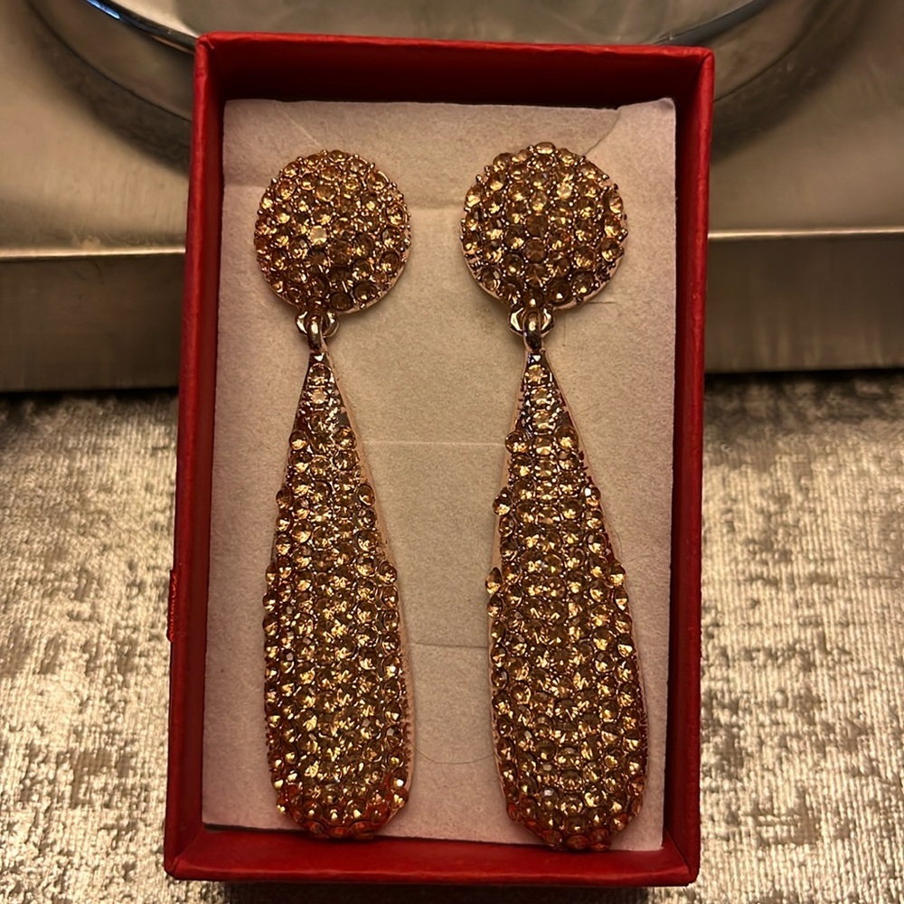 Rose Gold post earrings new  approximately 2 1/2 inches long